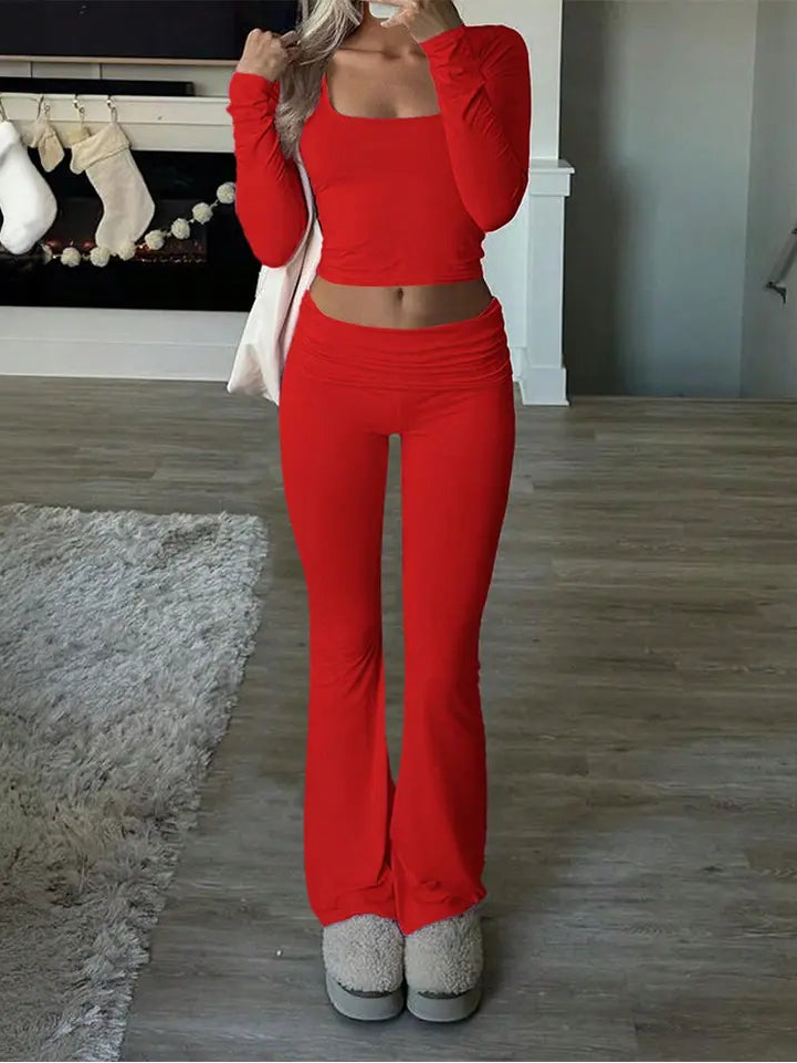 Ribbed Knit Active Two-Piece Outfit
