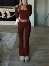 Ribbed Knit Active Two-Piece Outfit