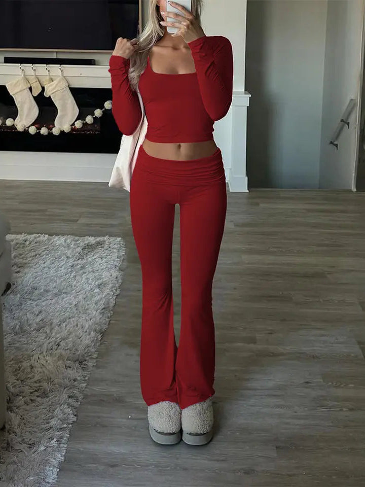 Ribbed Knit Active Two-Piece Outfit