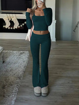 Ribbed Knit Active Two-Piece Outfit